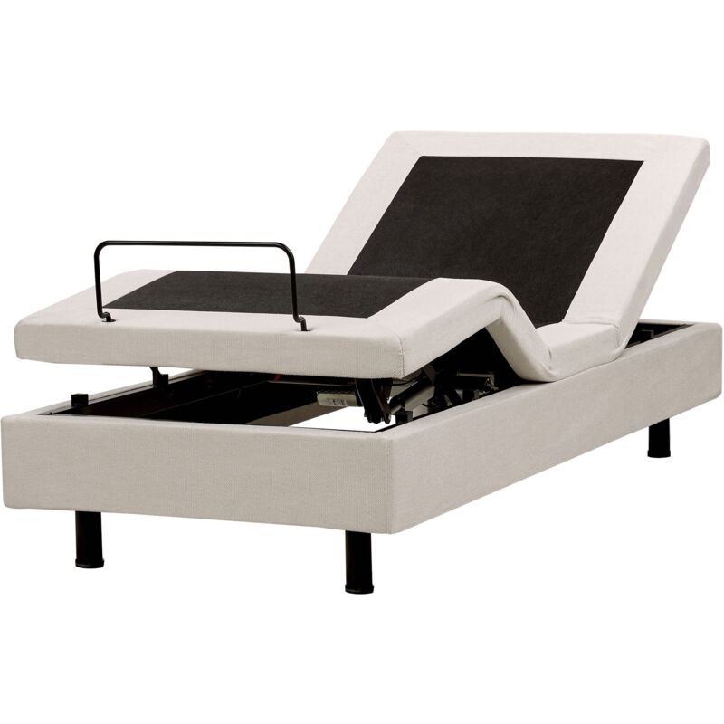 Beliani - Lit Electrique Moderne Articulé Réglable par Télécommande Sans Tête de Lit 80 x 200 cm Polyester Beige Clair Duke ii