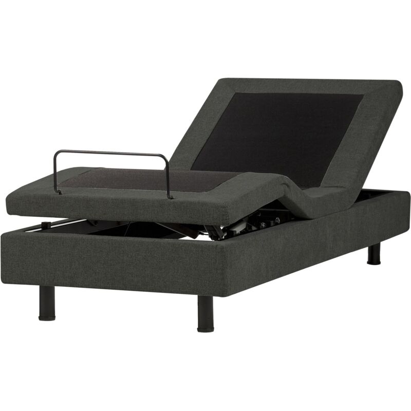 Beliani - Lit Electrique Moderne Articulé Réglable par Télécommande Sans Tête de Lit 90 x 200 cm Polyester Gris Foncé Duke ii
