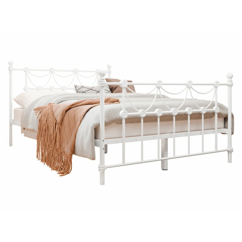 Lit Elmira 103 , Double, 140x200, Métal, Sommier à lattes, 140x209x108cm