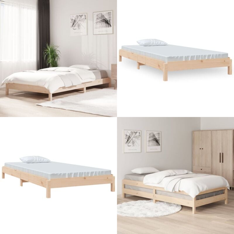 Lit empilable sans matelas 90x190 cm bois de pin massif - Lit Superposé - Lit Enfant - Meuble Chambre à Coucher - Cadre De Lit - Bois De Pin - Home &