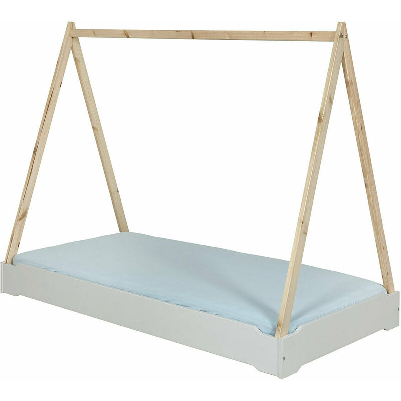 Pack lit empilable cabane avec matelas Jelly Gris 90x190 cm - Gris