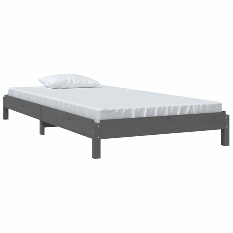 Lit empilable sans matelas gris 75x190 cm bois de pin massif vidaXL