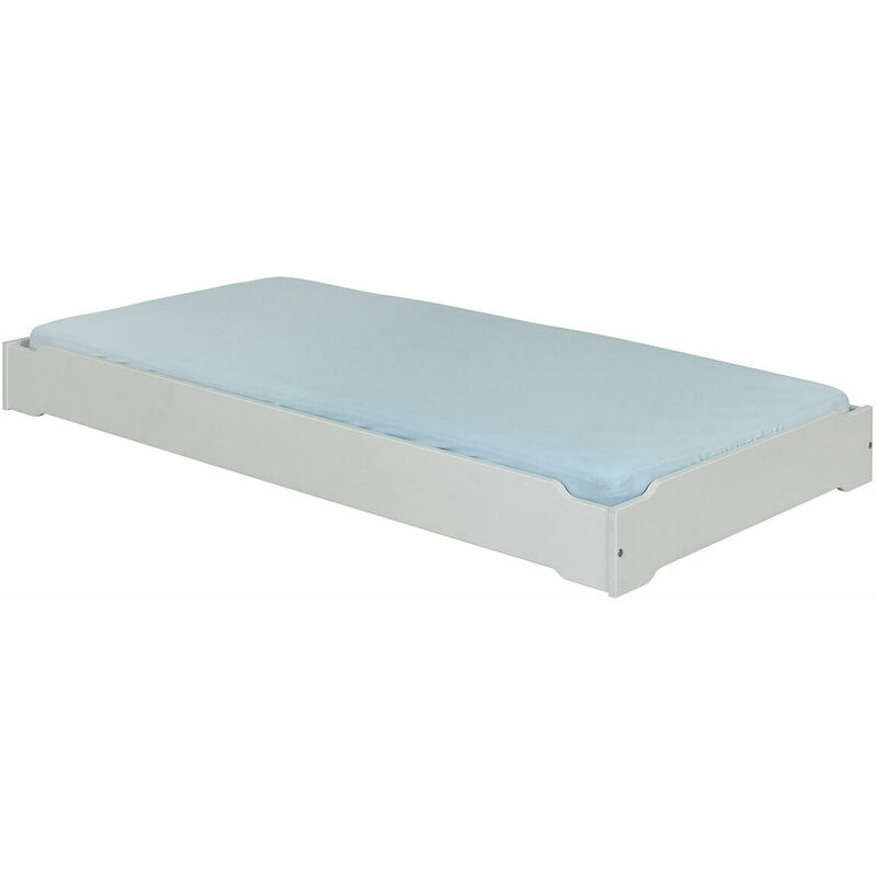 Pack lit empilable avec matelas Jelly Gris 90x190 cm - Gris