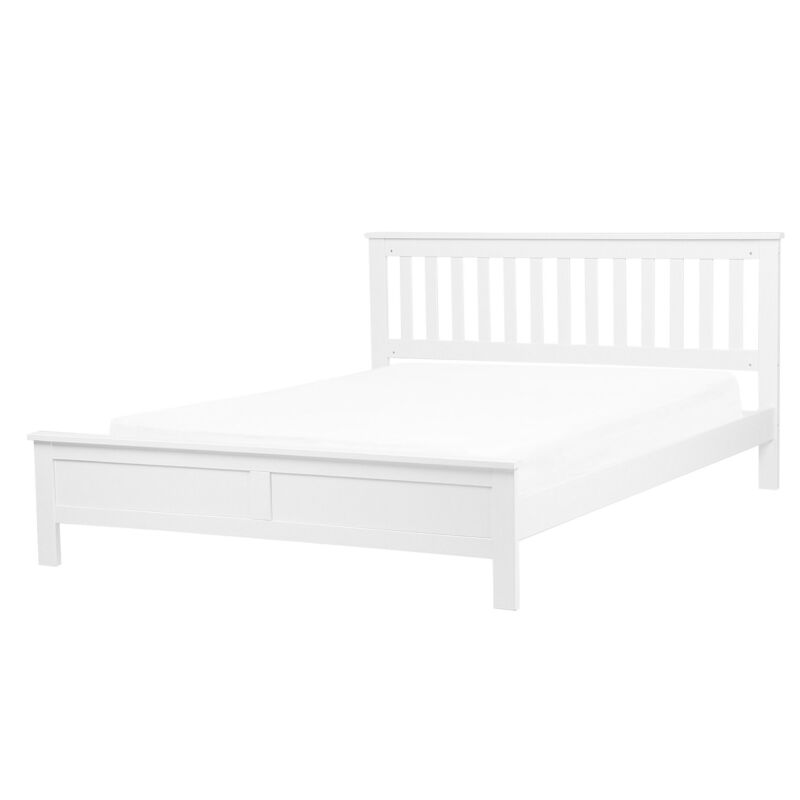 Beliani - Lit Double en Bois Blanc 140 x 200 cm Elégant de Style Traditionnel pour Chambre Scandinave ou Contemporaine