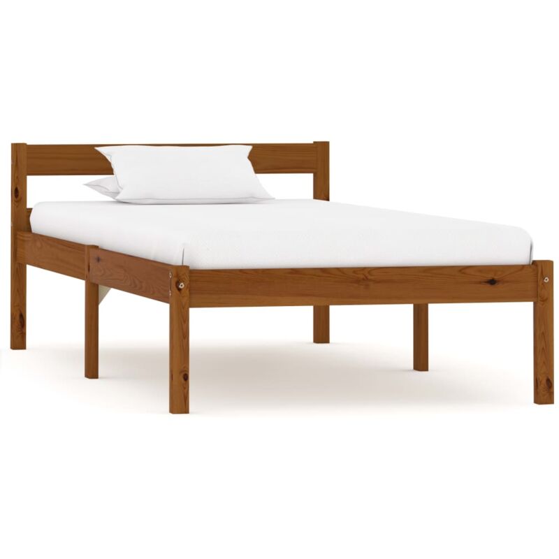 Cadre de lit sans matelas marron miel pin massif 100x200 cm