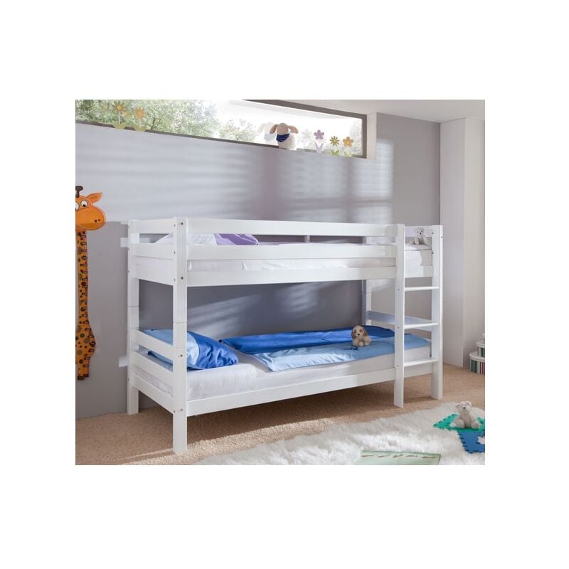 Befara - lit superposé en bois olympe Blanc laqué 90 x 200