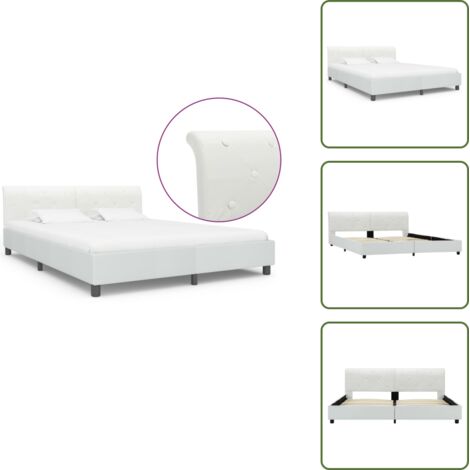 Lit en MDF - vidaXL Cadre de lit sans matelas blanc similicuir 160x200 cm - Lit blanc