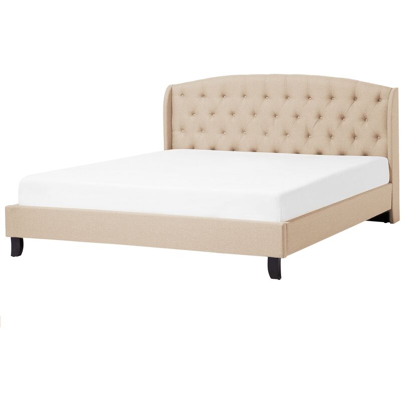 lit chesterfield en tissu beige 160x200 cm bordeaux