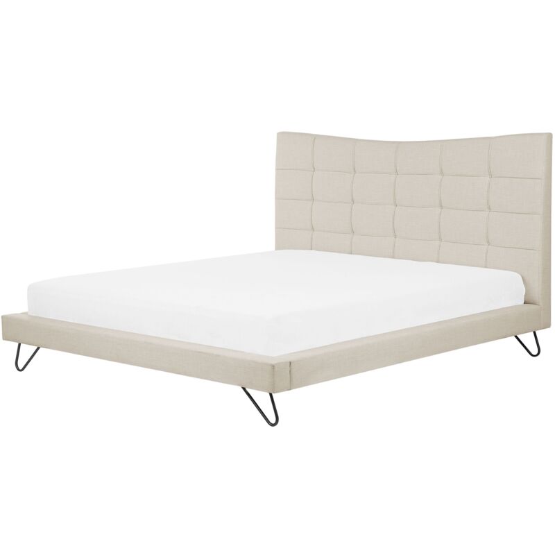 Lit en tissu beige 160x200 cm LANNION