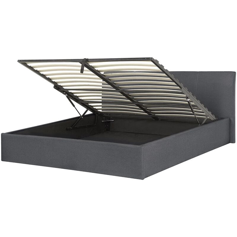 Lit Double en Tissu Gris 160 x 200 cm Confortable et Elégant de Style Minimaliste pour Chambre Moderne ou Contemporaine Beliani
