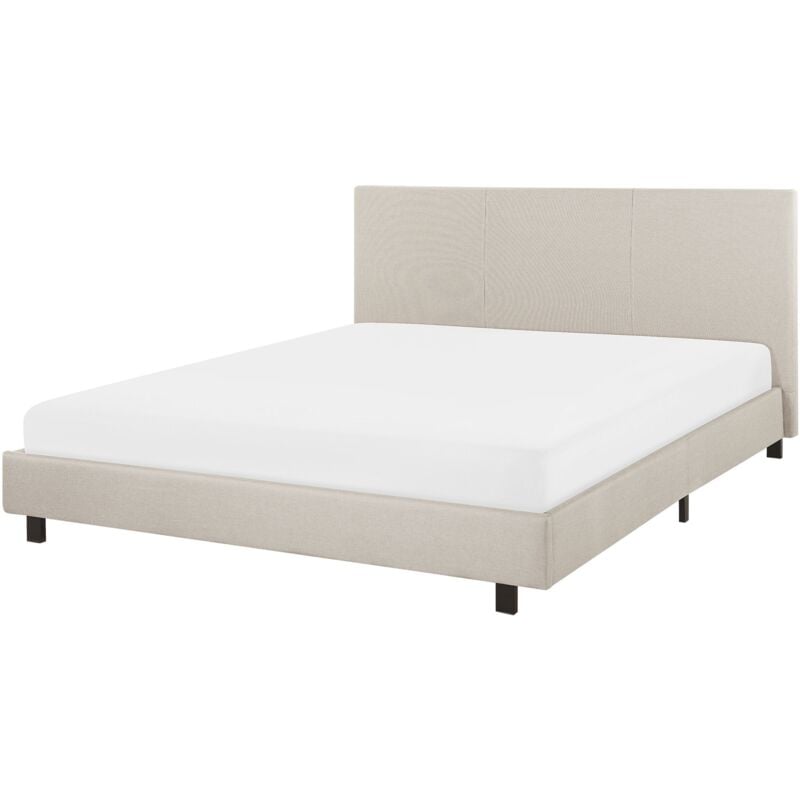 Beliani - Lit Double en Tissu Beige 160 x 200 cm Elégant et Moderne pour Chambre au Style Contemporain ou Minimaliste