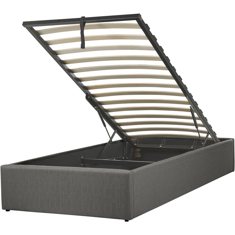Beliani - Lit en tissu gris 90x200 avec rangement DINAN