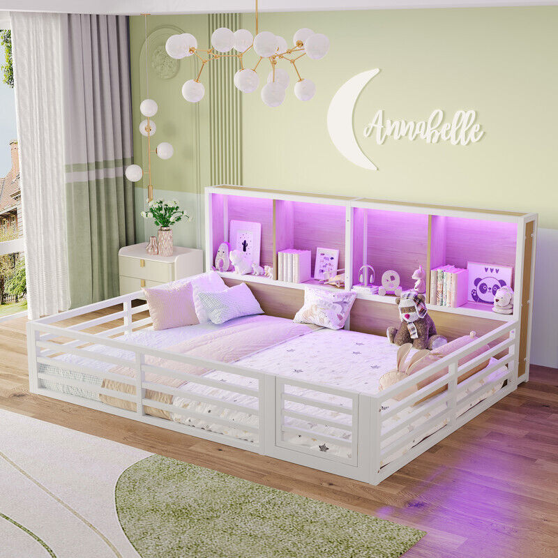 Lit enfant 140 x 200 cm - avec rangement - sommier à lattes - blanc (sans matelas)
