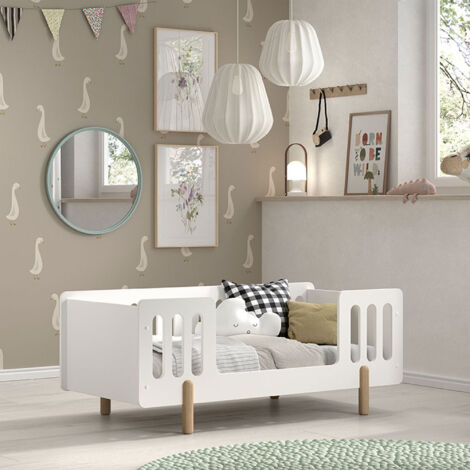 Lit enfant 70x140 cm avec sommier réglable blanc - KITRY