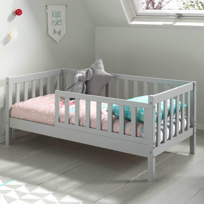 Lit junior Petronille 70 x 140cm bois pin - gris Lit junior Petronille 70 x 140cm bois pin - gris