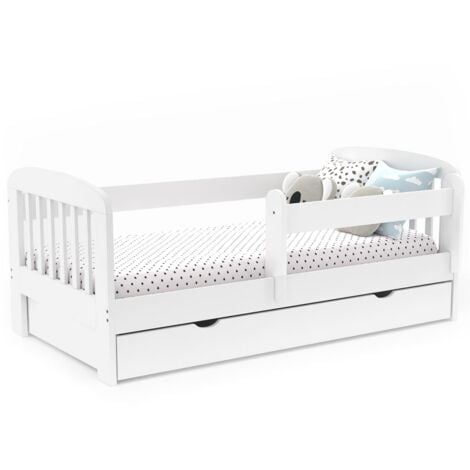 Lit enfant 80 x 160 cm LILIA 1 tiroir de rangement avec sommier et barrières
