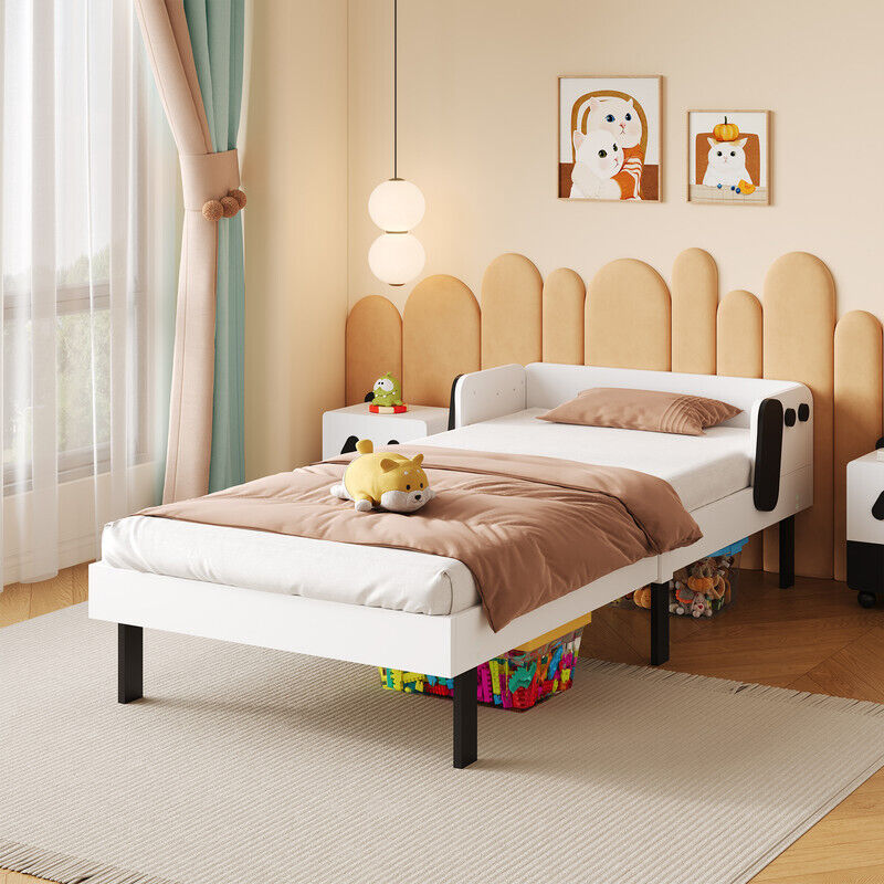 Sureh – Lit enfant 90 x 200 cm blanc avec sommier à lattes en bois – Design en forme de chien – Pour garçons et filles de 2 à 4 ans