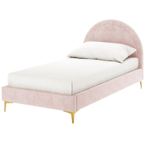 Lit enfant 90x190 cm tissu rose sommier inclus BOUDOIR