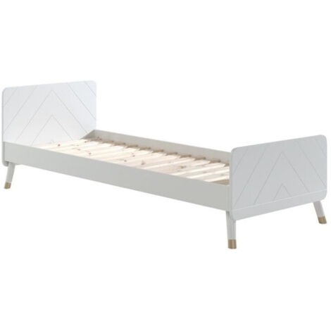 Lit enfant 90x200 avec sommier bois blanc satiné Funy