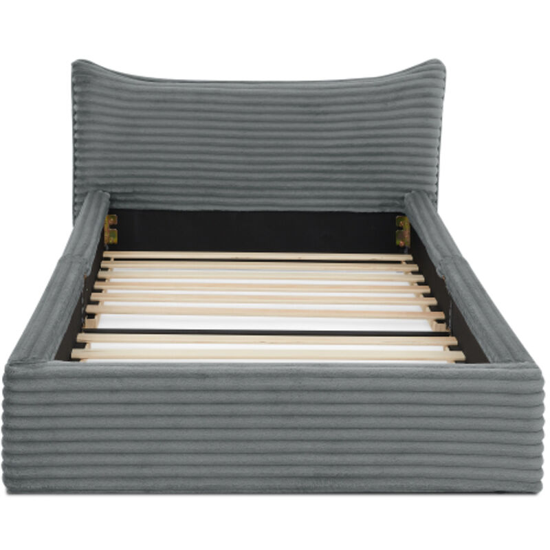 Lit enfant 90x200 cm gris foncé corde éucalyptus et fer facile montage sans matelas