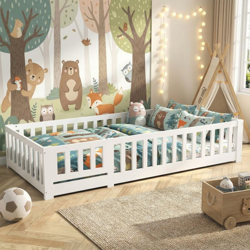 Lit enfant 90x200, lit simple, lit montessori, lit au sol