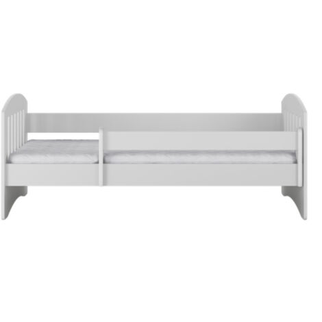 Lit enfant avec barrière de sécurité amovible blanc Klaky-Matelas mousse-80x180