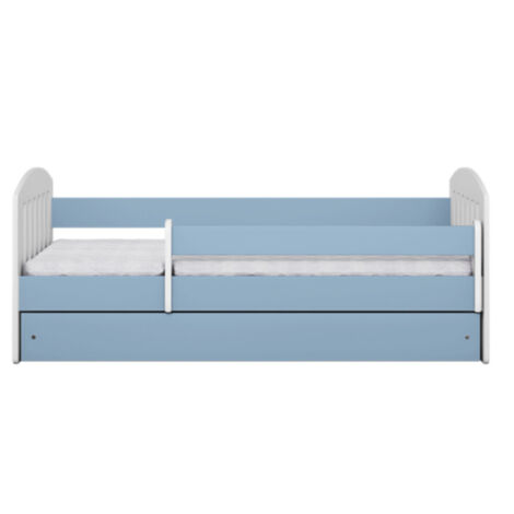 Lit enfant avec barrière de sécurité amovible bleu Klaky-Couchage 80x140 cm