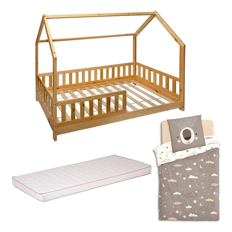 Atmosphera - Lit Enfant Avec Matelas Et Parure De Lit Ours
