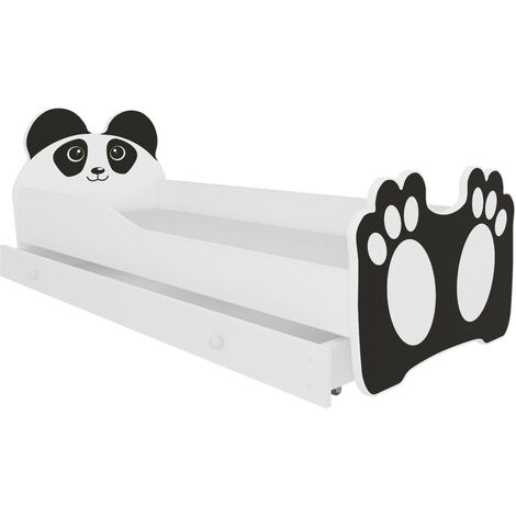 Lit enfant avec motif petit panda 70x140 ou 80x160 - Matelas inclus - Tiroir de rangement-70x140