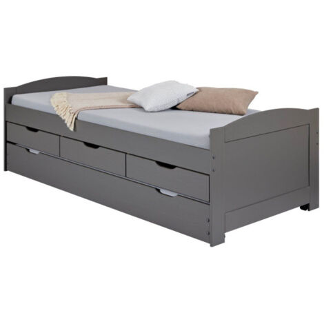 Lit Enfant avec Sommier & Tiroir "Lorie" 90x200cm Gris