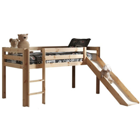 Lit Enfant Avec Toboggan "Pino" 90x200cm Naturel
