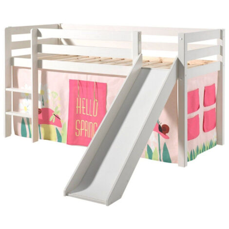 Lit Enfant Avec Toboggan "Pino Spring" 90x200cm Blanc