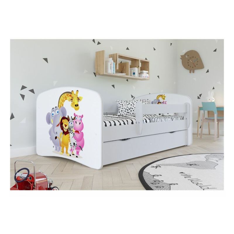 Kocot Kids - Lit Babydreams zoo blanc avec un tiroir matelas 180/80