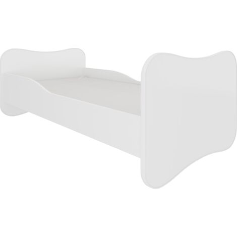 Lit enfant bois blanc 70x140 ou 80x160 - Sommier et matelas inclus - Ondula-70x140