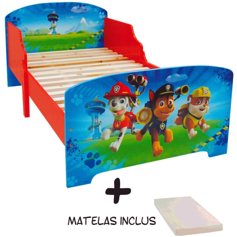 Bebegavroche - Lit enfant bois Pat Patrouille + Matelas