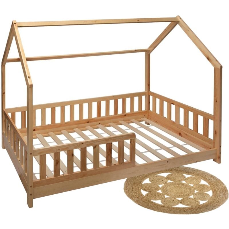 Atmosphera - Lit enfant 'Bosco' 90x190cm avec tapis rond en jute 80cm