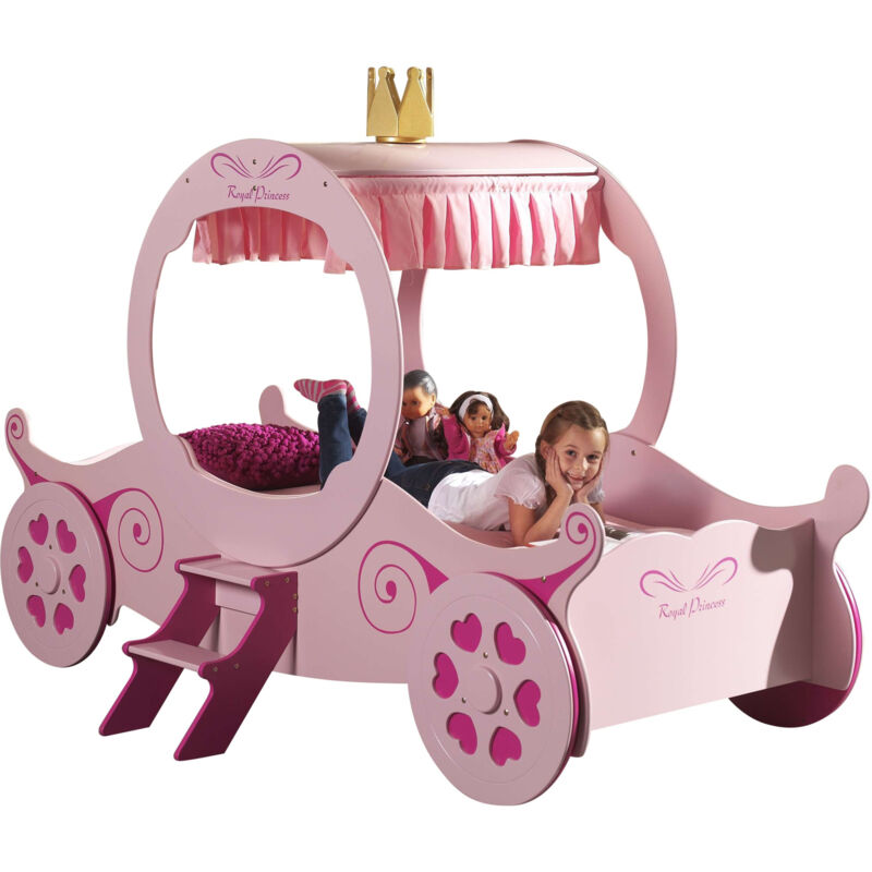 Les Tendances - Lit 90x200 Princesse Kate Sommier inclus Vipack Car beds - Rose