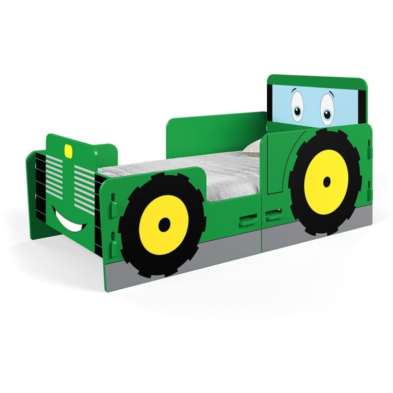 Kidsaw - Lit à clipser pour enfant- modèle ted le tracteur vert - 70x140 cm