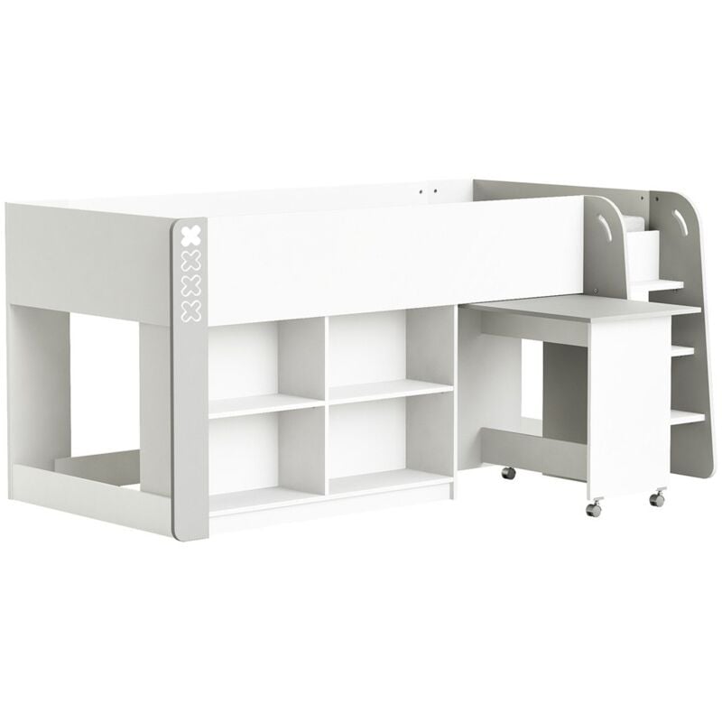 Calicosy - Lit Enfant Combiné avec Bureau et Rangement 90x200 - Hampton