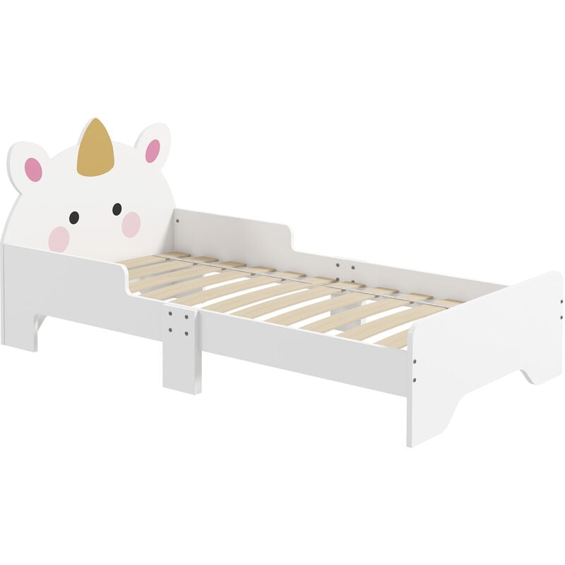 Zonekiz - Lit enfant design licorne - sommier à lattes inclus - rose