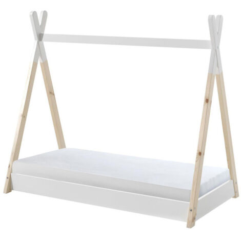 Lit Enfant Design & Matelas "Tipi" 70x140cm Blanc