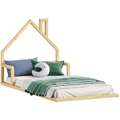Lit enfant ELOA type Montessori, couchage 90x190 cm, en pin massif naturel