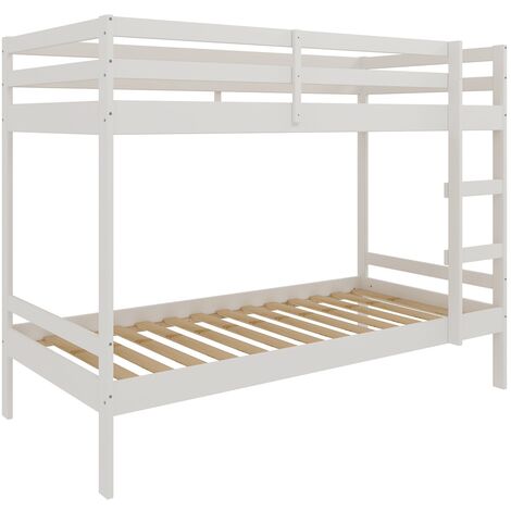 Lit enfant en bois coloris blanc - longueur 195 x profondeur 101 x hauteur 153 cm -PEGANE-