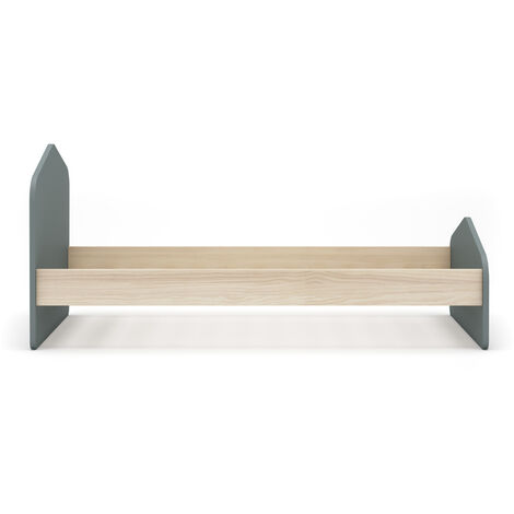 Lit enfant en pin et MDF coloris vert kaki - Longueur 194 x Profondeur 122 x Hauteur 90 cm -PEGANE-
