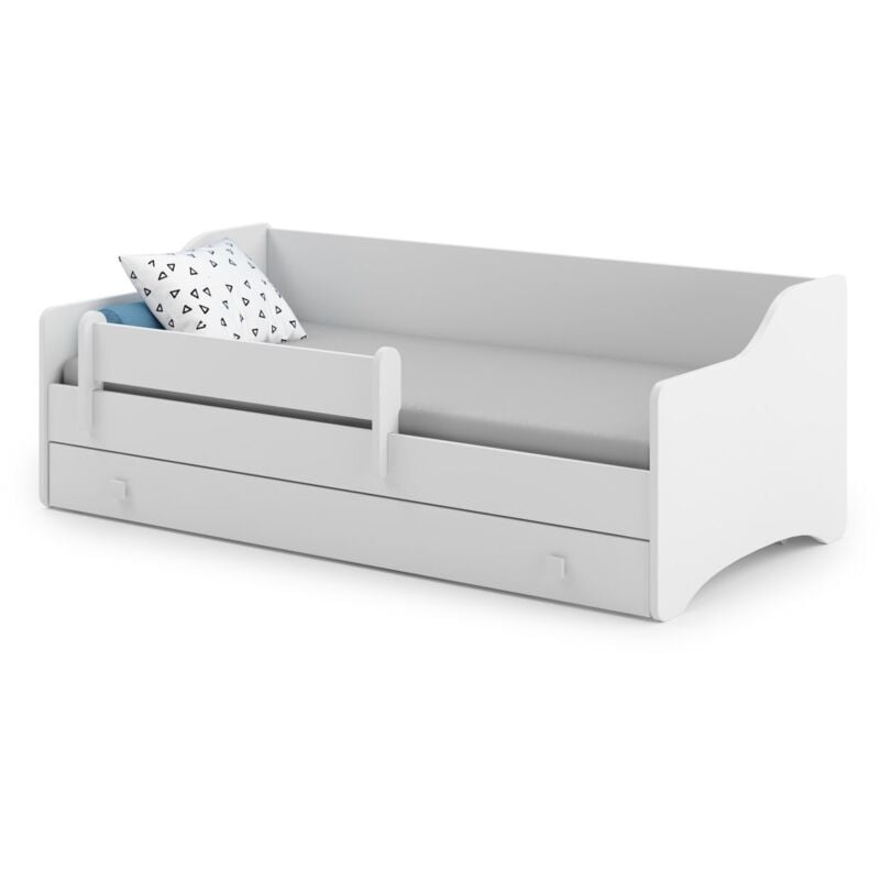 Lit enfant EVOC 160x80cm avec tiroir matelas inclus - blanc