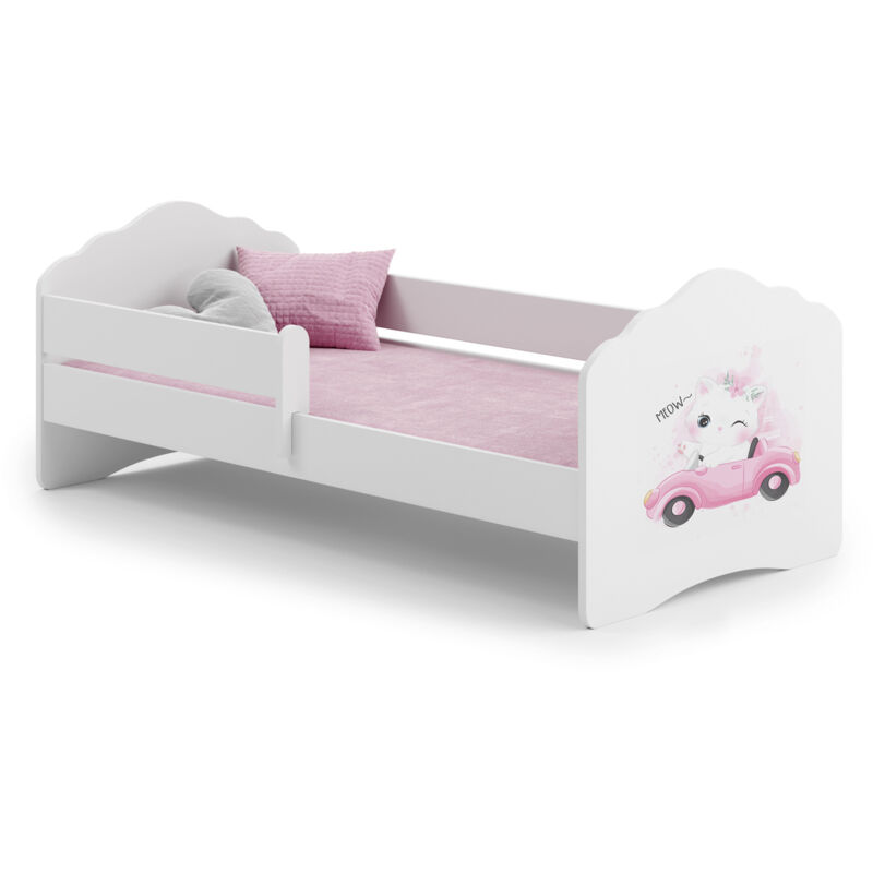 Lit enfant FALA 140x70 avec balustrade - Chat