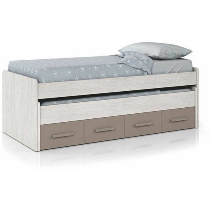 Usinestreet - Lit gigogne Ares (éclairé supérieur 190 x 90 cm - allumé inférieur 180 x 90 cm) à 2 plans. Composé de 2 sommiers 198 cm (largeur) x 69