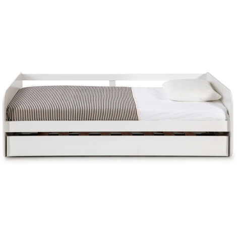 Lit enfant gigogne en MDF coloris blanc - Longueur 195,2 x Profondeur 105 x Hauteur 62 cm -PEGANE-