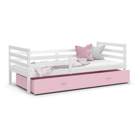 Lit Enfant Milo 90x190 tiroir + Matelas Blanc - rose