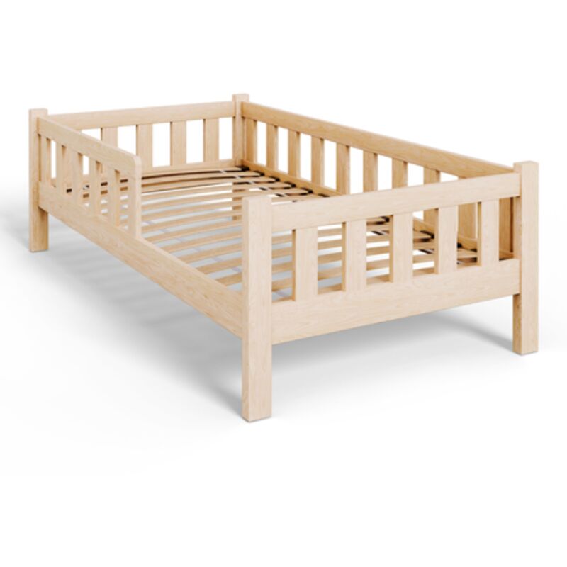 Lit enfant PINI 160x80 en bois non verni - Naturel